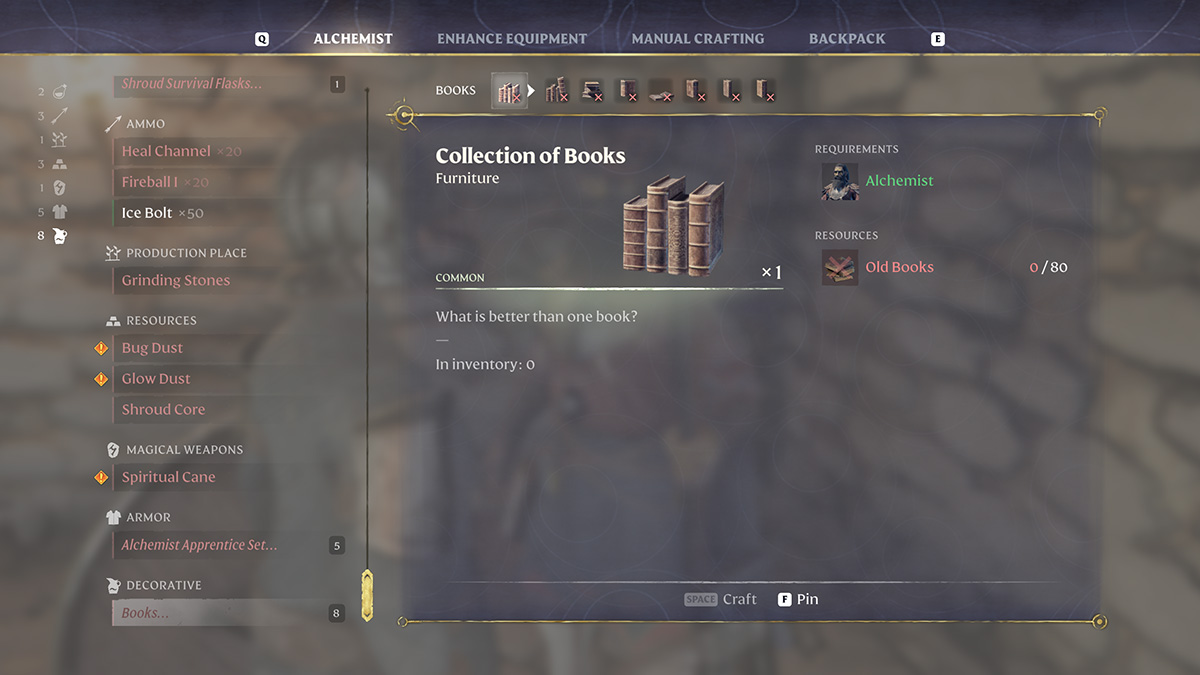 Crafting Books with Old Books in Enshrouded