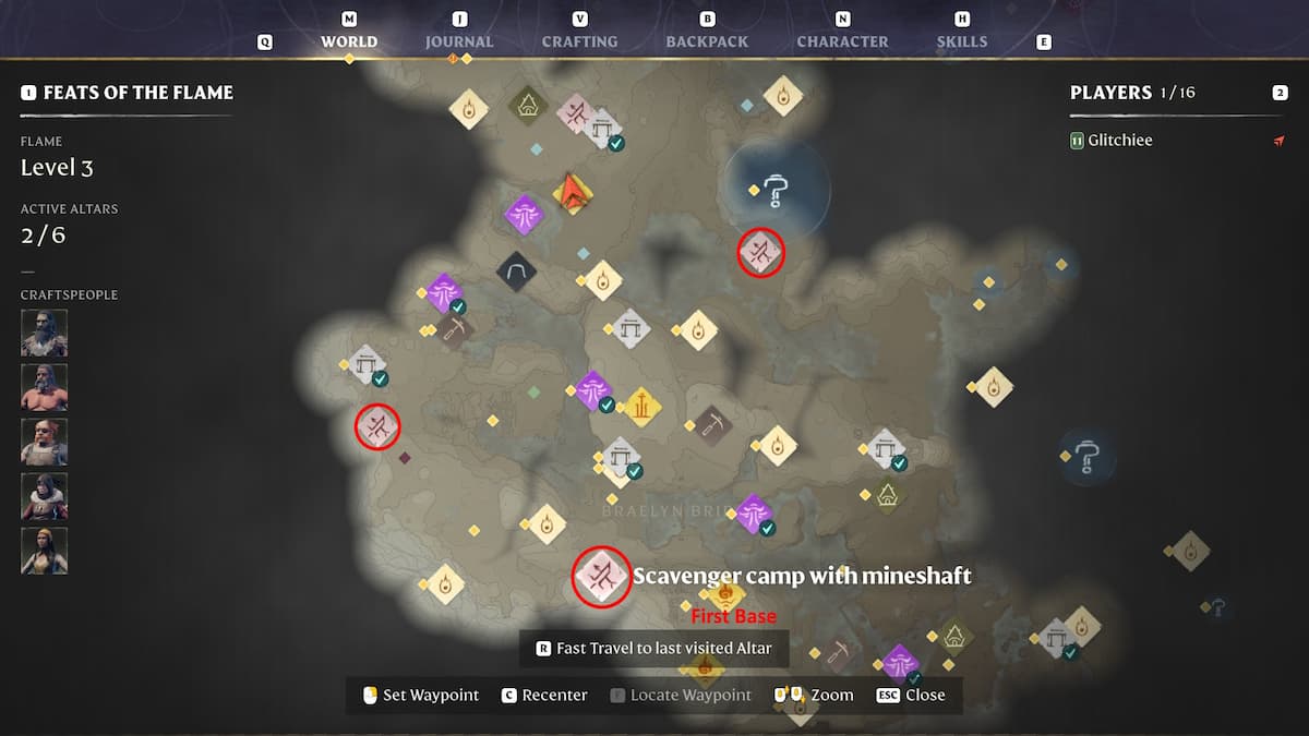 Scavenger Camp locations in the Springland