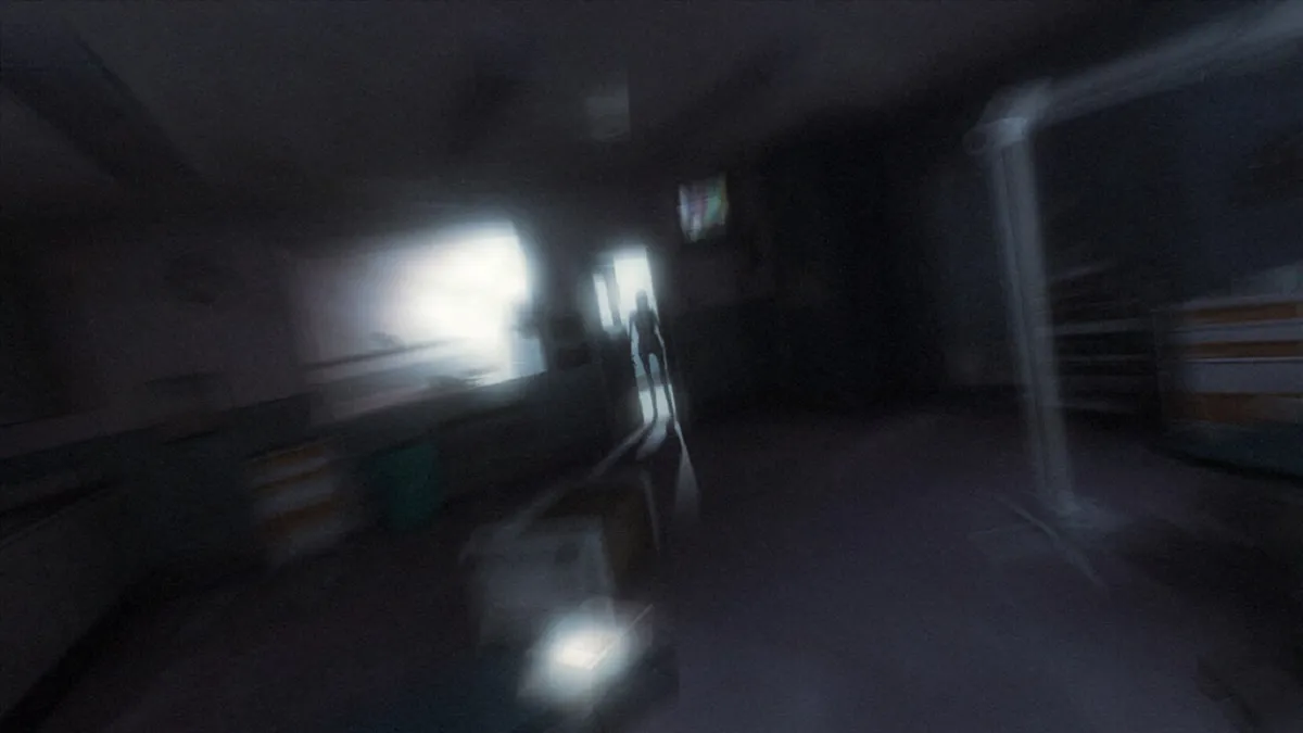 Protagonist sees a blurred image of Alma in the doorway