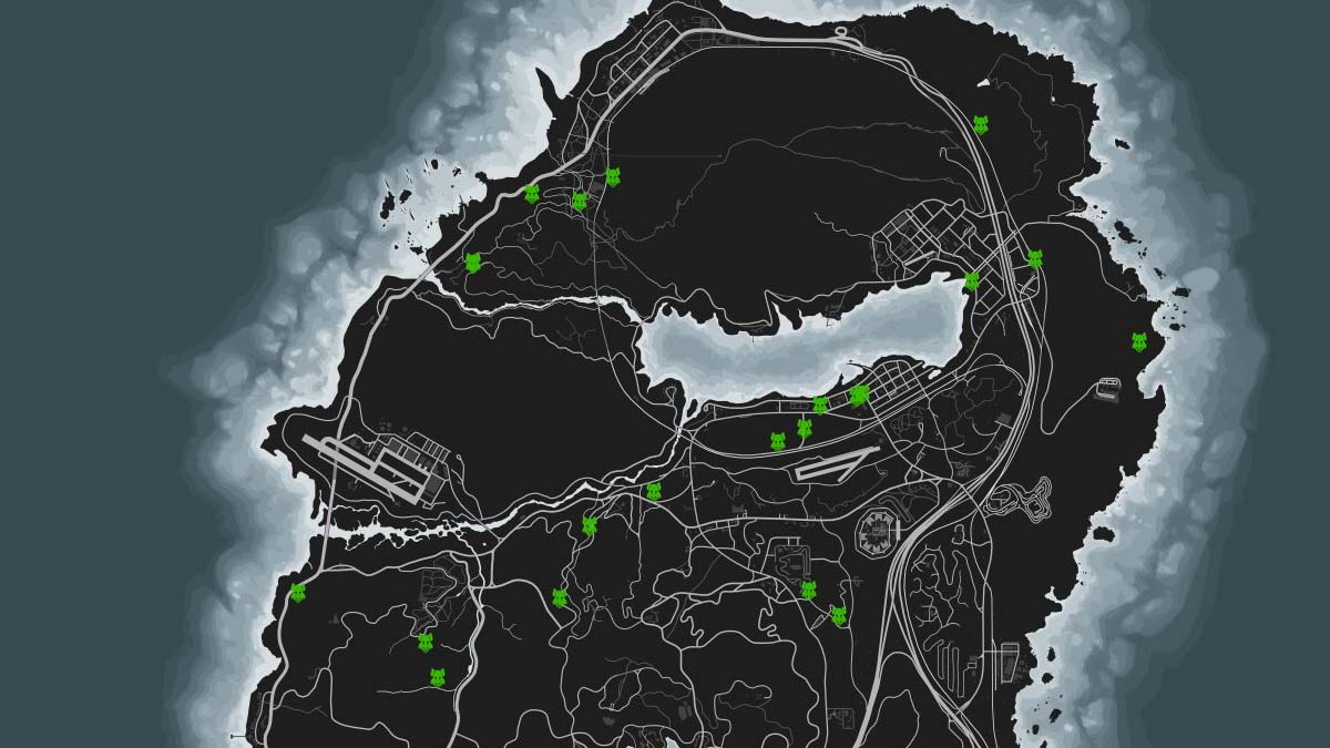 Boar animal locations on the GTA 5 Online map