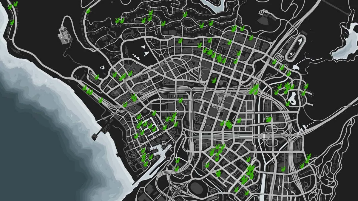 Cat animal locations on the GTA 5 Online map