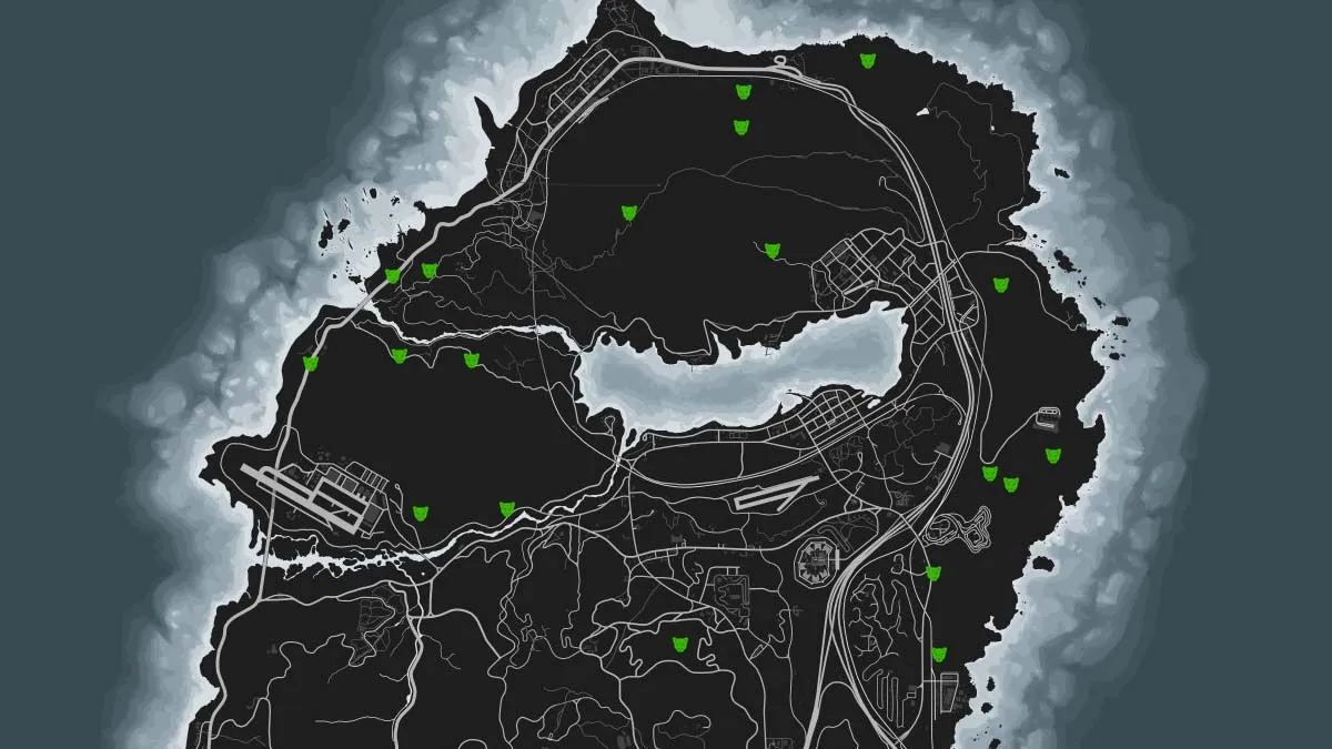 Mountain lion animal locations on the GTA 5 Online map