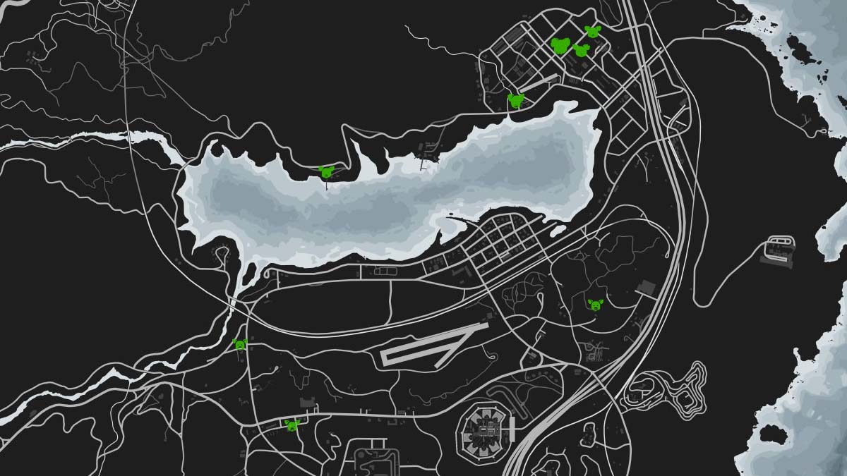 Pig animal locations on the GTA 5 Online map