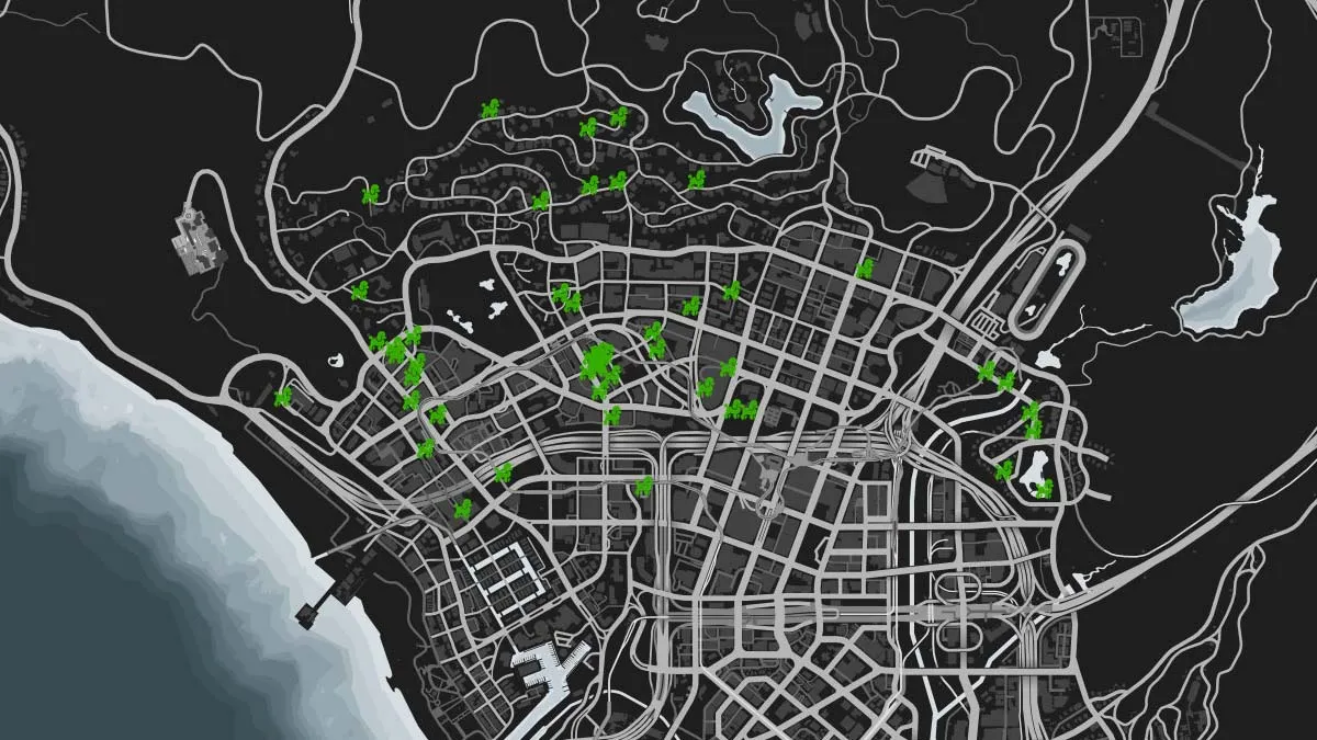 Poodle animal locations on the GTA 5 Online map