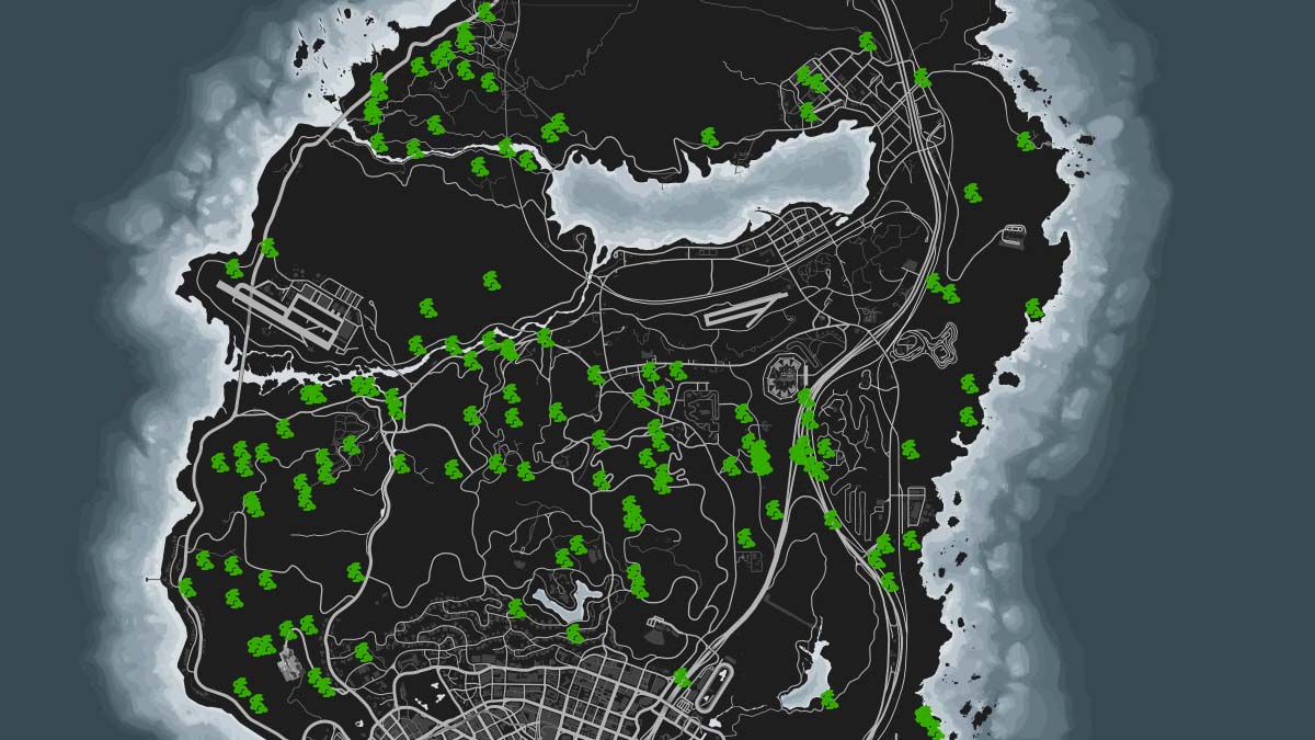 Rabbit animal locations on the GTA 5 Online map