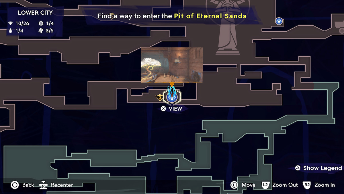 location of the radiant skin on the map in prince of persia the lost crown