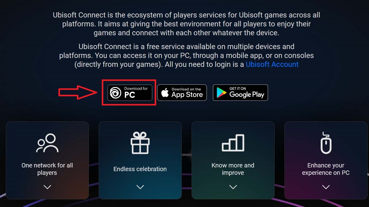 Ubisoft Connect page with different installer versions