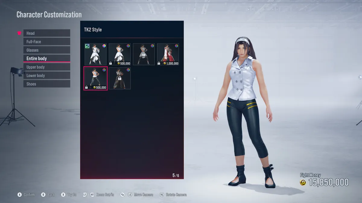 Jun's TK2 Style outfit, which costs 500,000 fight money to unlock.