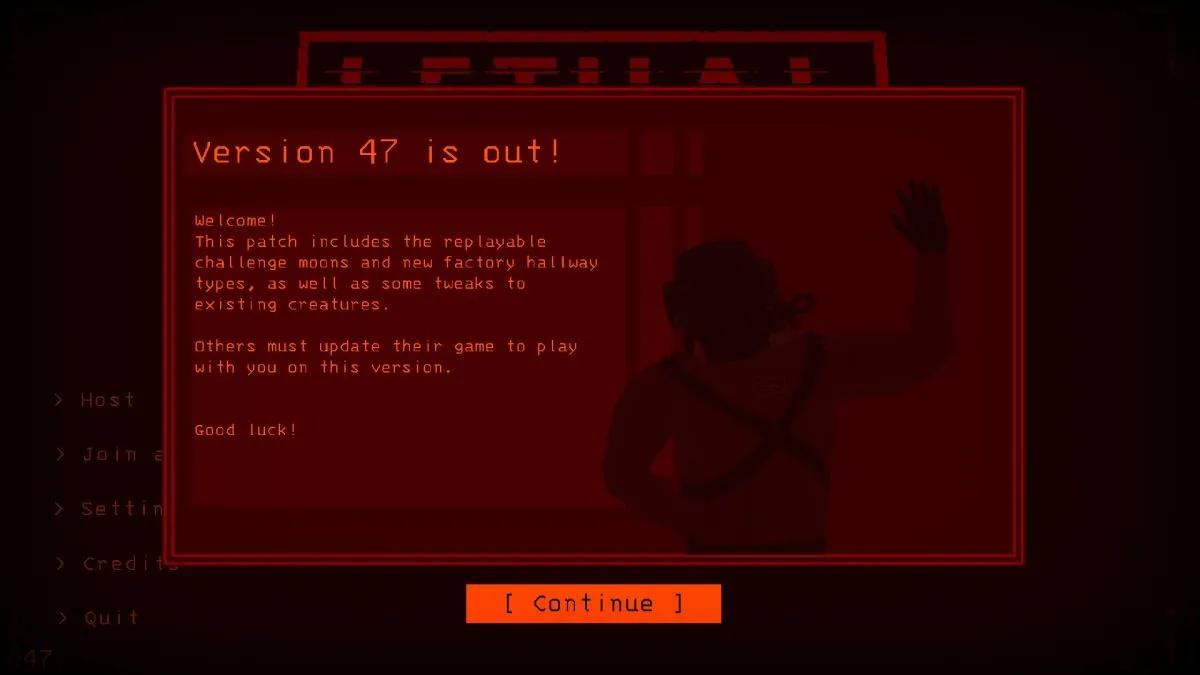 The Lethal Company Version 47 announcement.