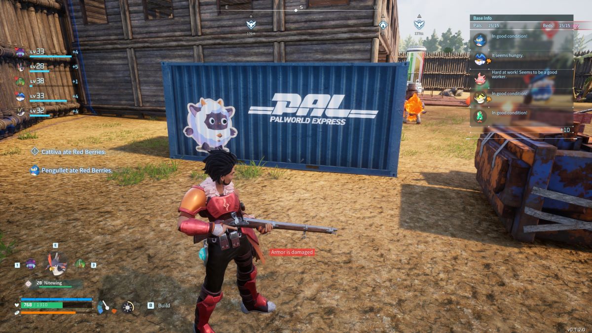 The player next to a Large Container in Palworld