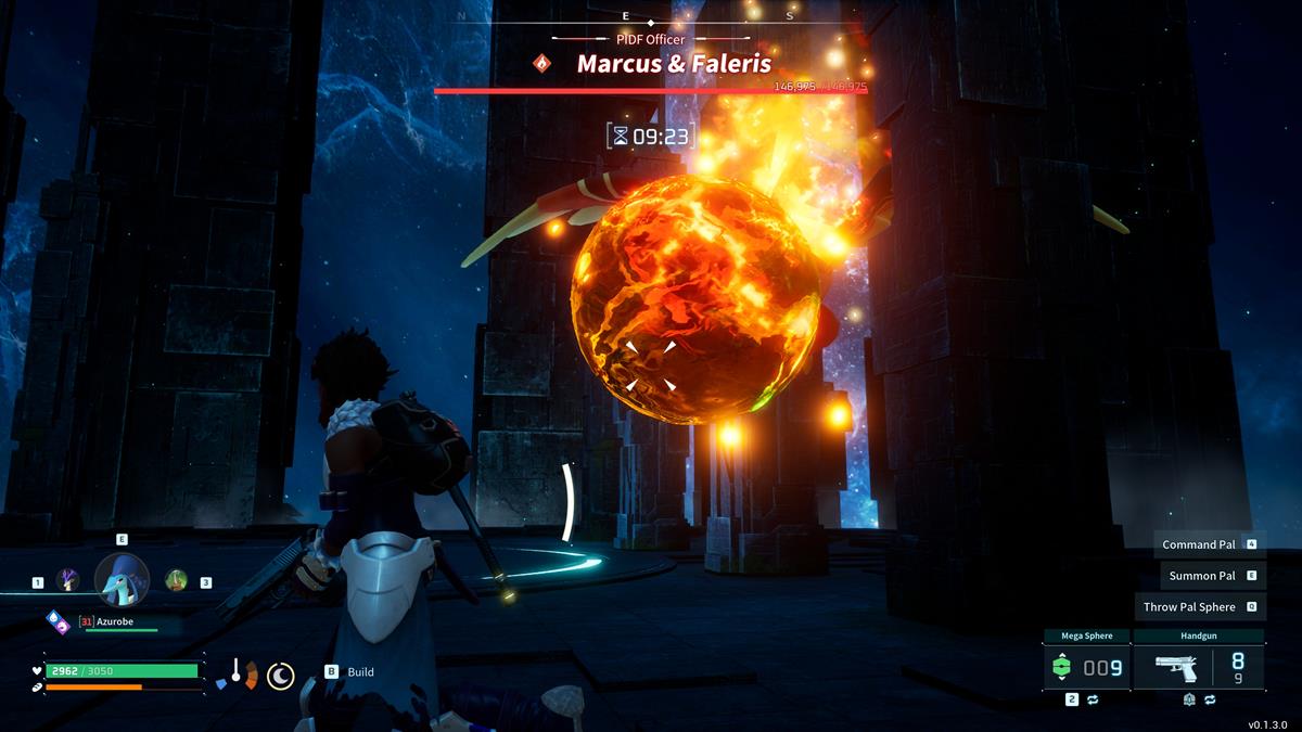 Faleris attacking a player during a boss fight