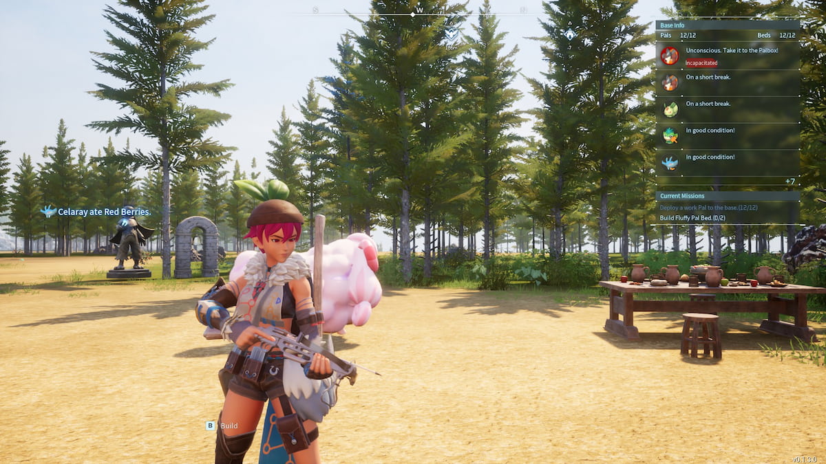 Player posing with Gumoss Cap and a Woolipop walking behind them