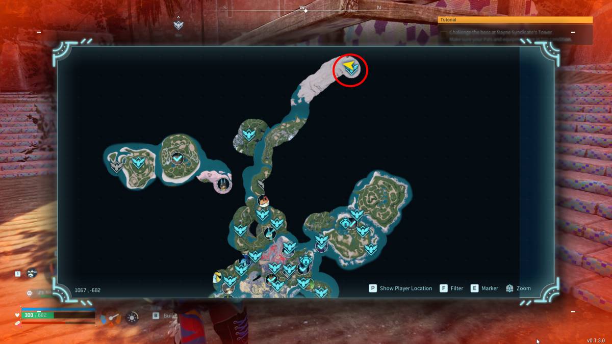 A map leading to Duneshelter in Palworld
