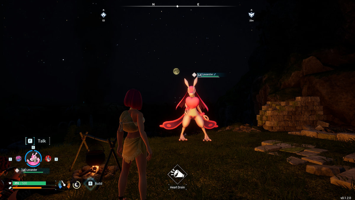 Player and Lovander standing near campfire