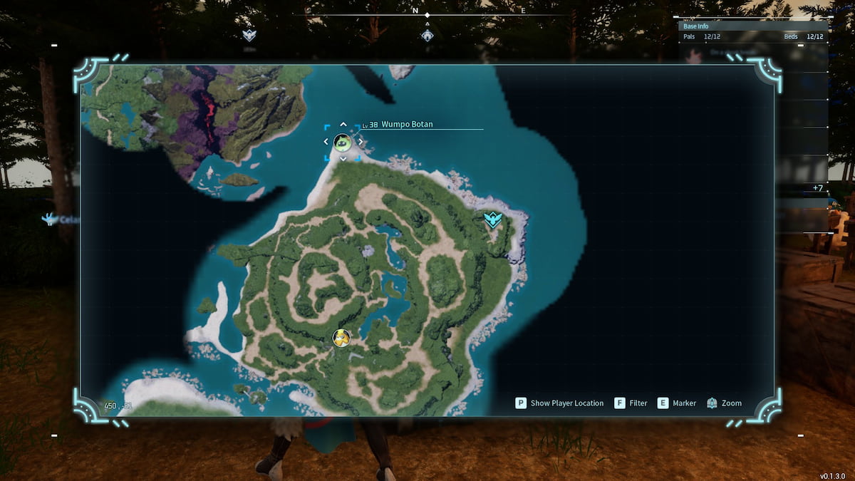 Map hovering over Wumpo Botan location