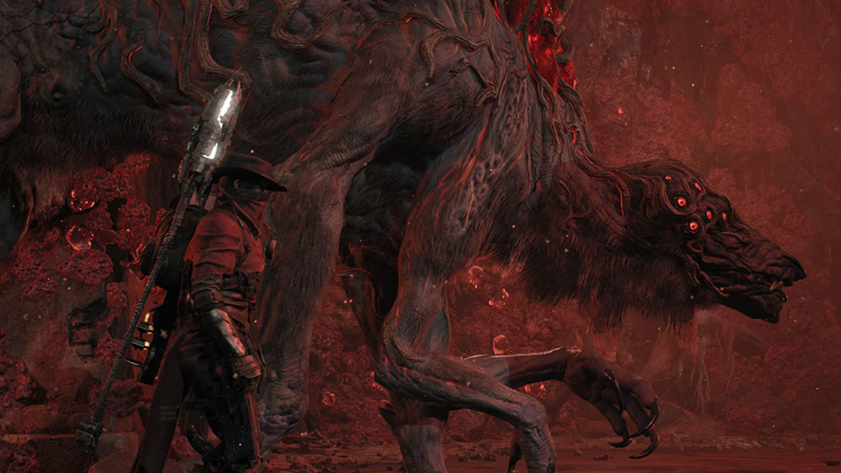 The Corrupted Ravager talking to the player character in Remnant 2