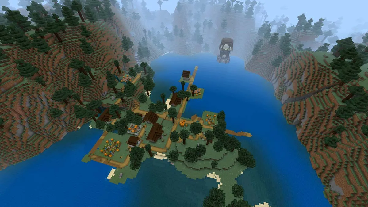 Lake taiga village in Minecraft