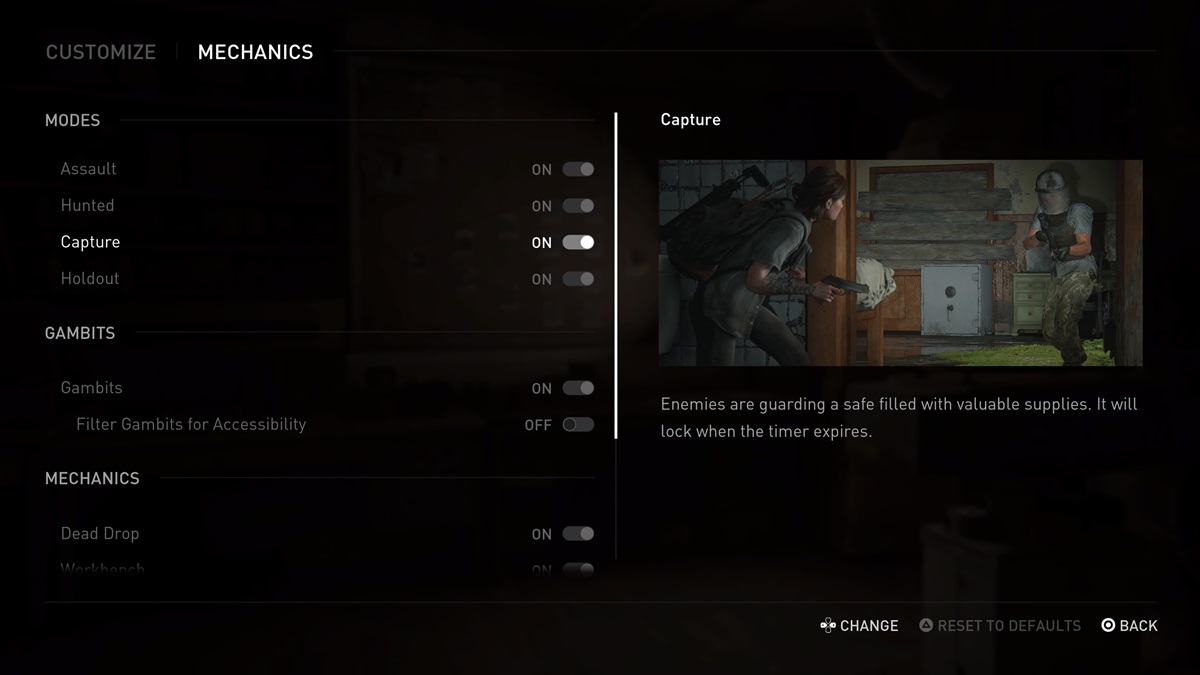 No Return's game modes selection, showing assault and hunted. 