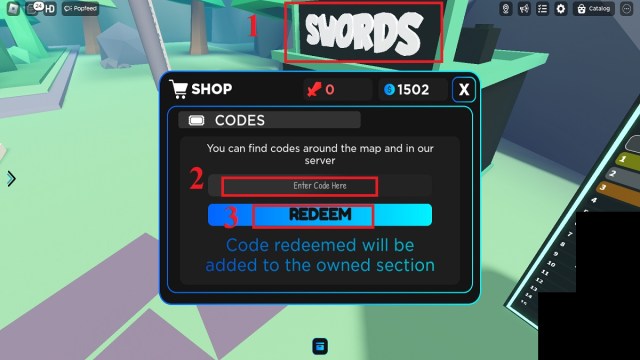 TOD sword shop code menu