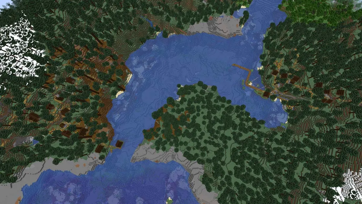 Double river village in Minecraft