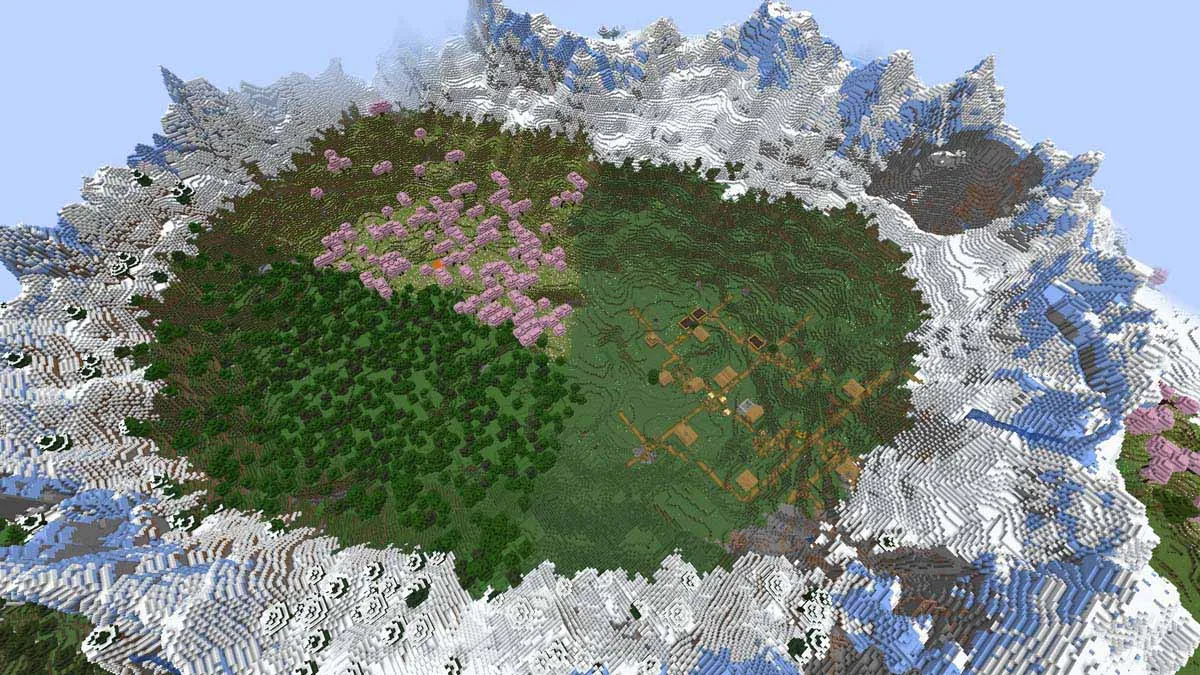 Ring mountain village in Minecraft