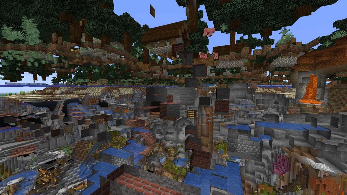 Trail ruins under village in Minecraft
