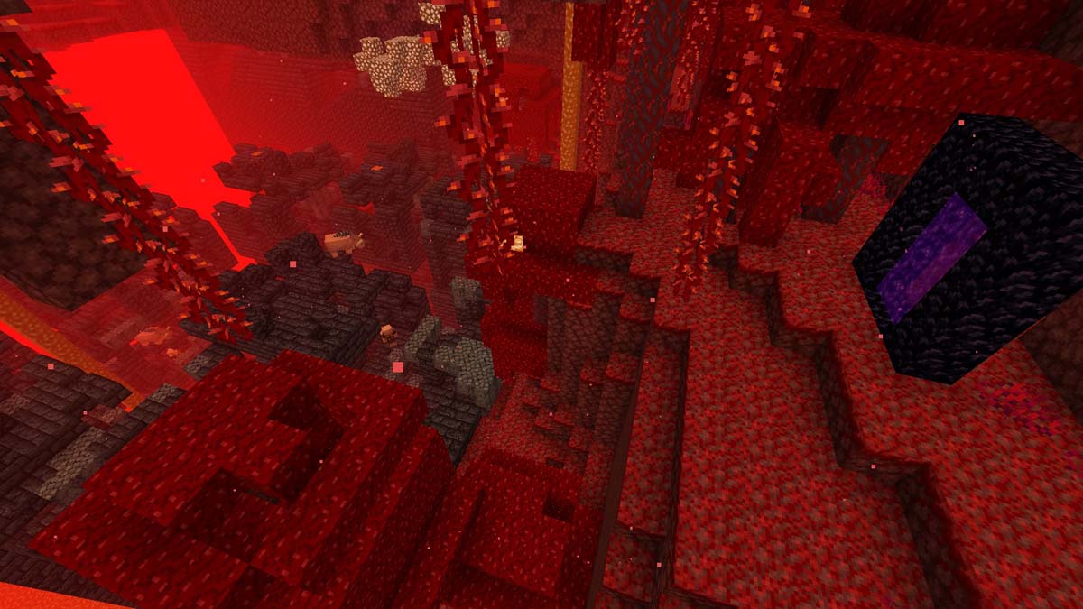 Nether ruins at spawn in Minecraft