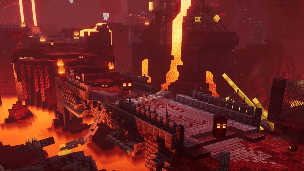Nether fortress flooded by lava in Minecraft