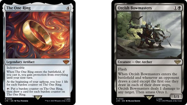 The One Ring and Orcish Bowmasters cards from MtG