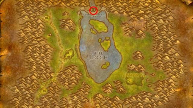 A map of Loch Modan in WoW Sod with the Wt Job quest location circled