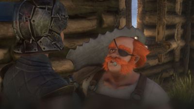 Carpenter talking to a character in enshrouded.