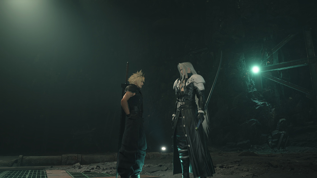 Cloud and Sephiroth after a victory in Final Fantasy VII: Rebirth