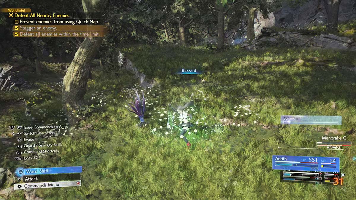 Tifa using a Blizzard spell in Final Fantasy 7 Rebirth