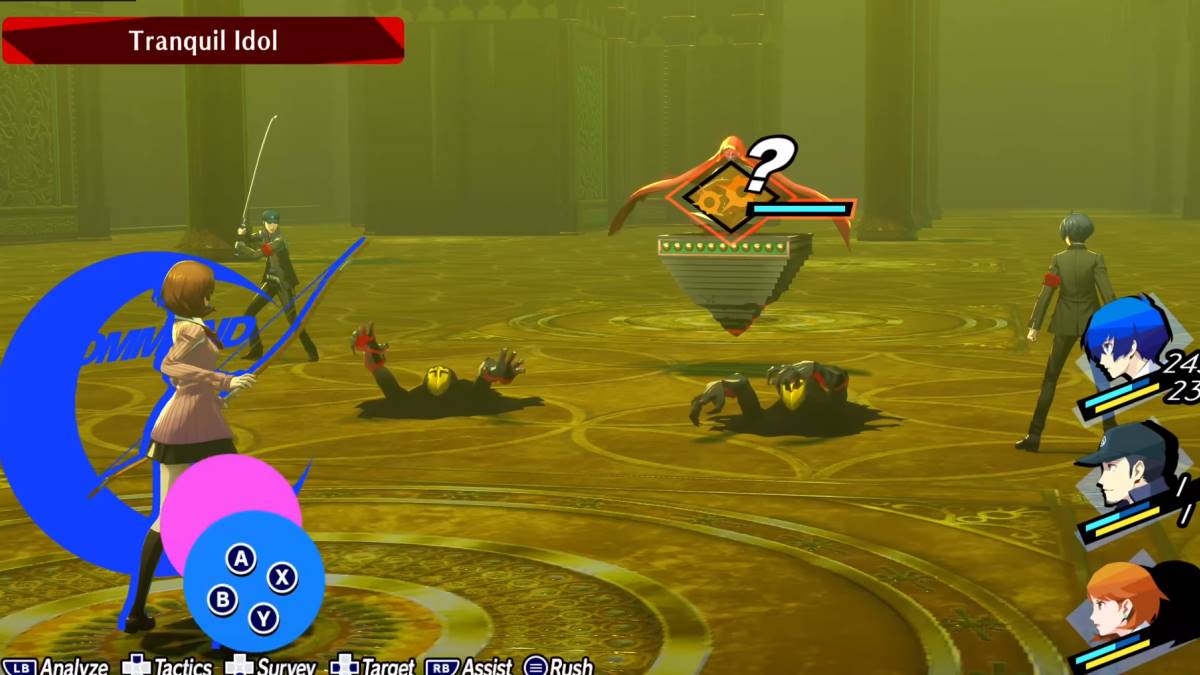 Yukari about to attack during combat in Persona 3 Reload