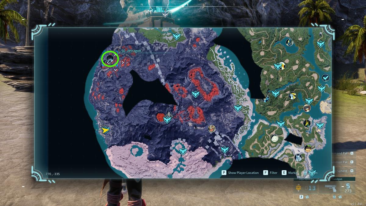Map with circle over Jetragon location