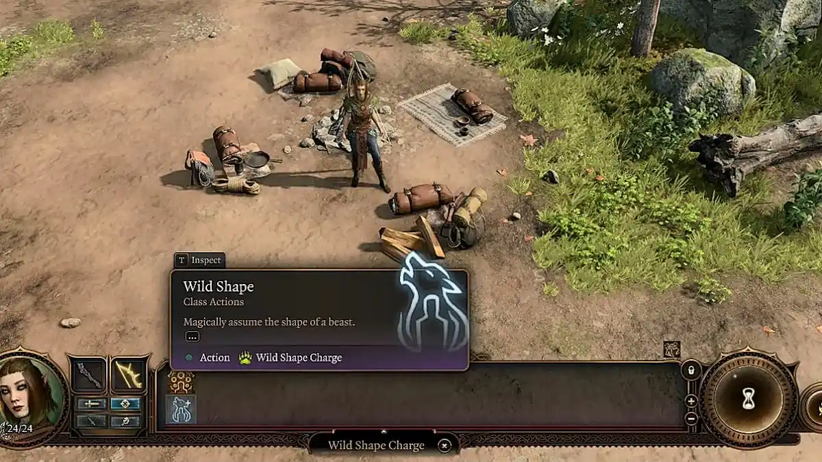 wild shape tooltip showing an icon of the wolf