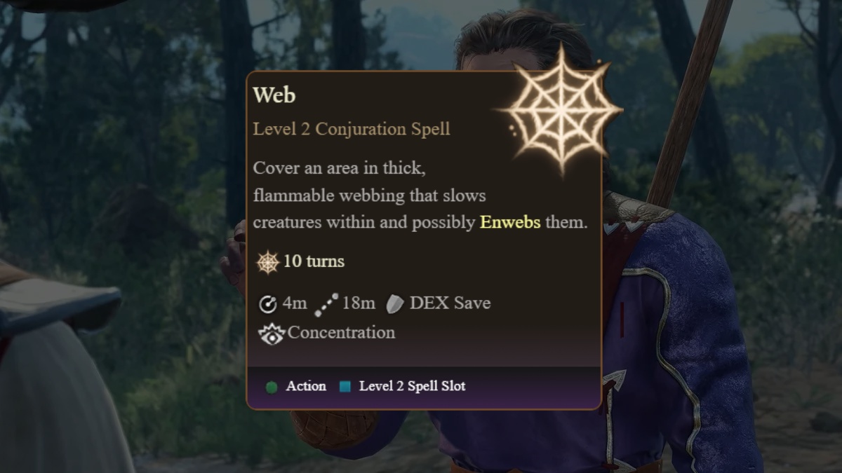 web spell description in baldur's gate 3