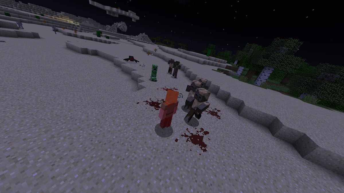 Monsters attracted to a bleeding player in the Zombie Awareness Minecraft mod.