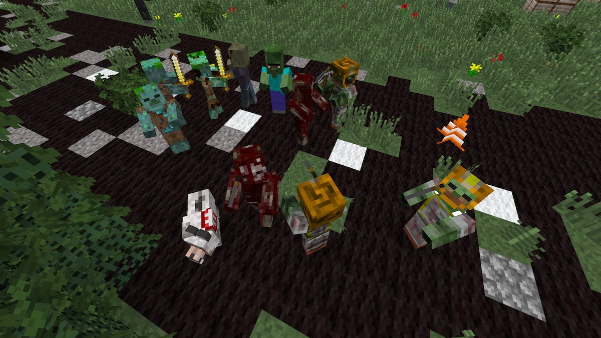A horde of zombies from the Zombie Plague 2 mod.