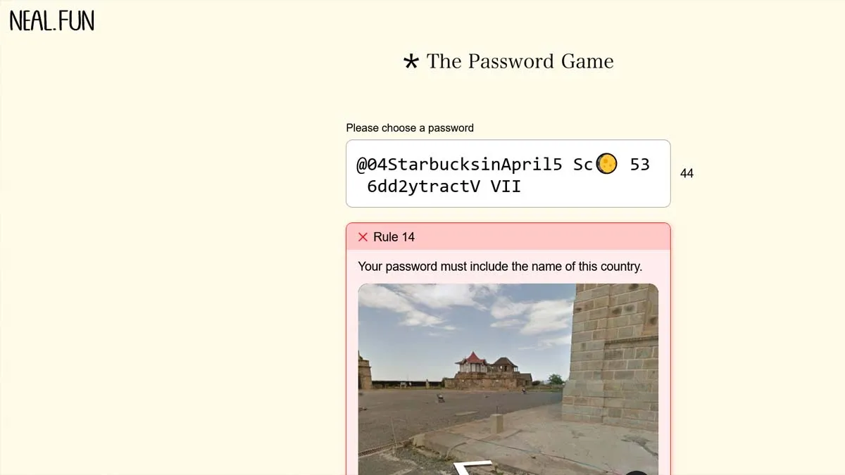 The Password Game interface
