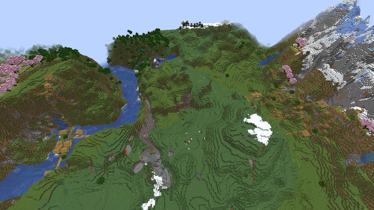 Double village at spawn in Minecraft