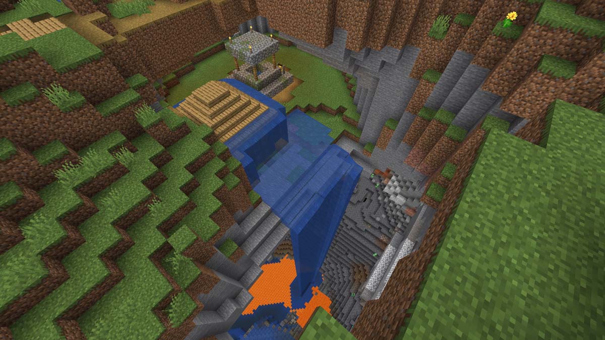 Cave village at spawn in Minecraft
