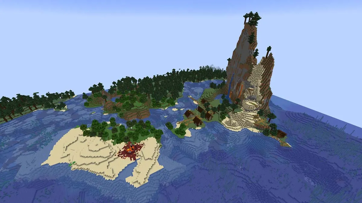 Island taiga village in Minecraft