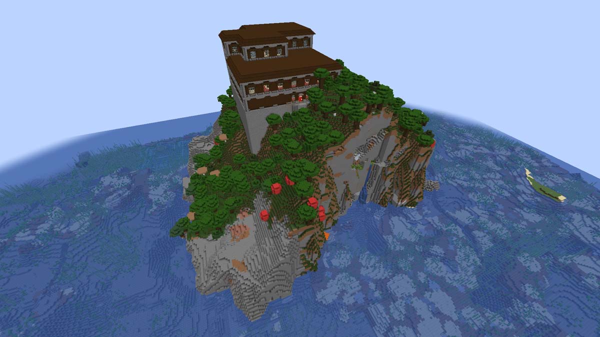 Island mansion at spawn in Minecraft
