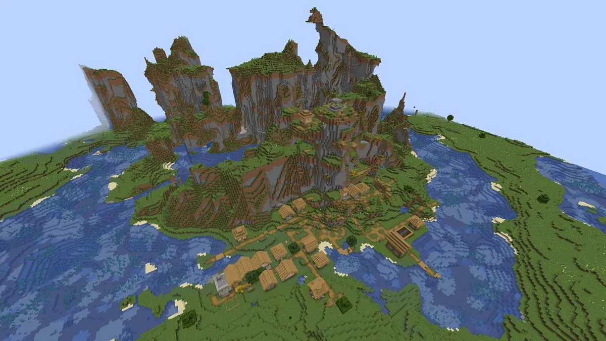 Shattered savanna village at spawn in Minecraft