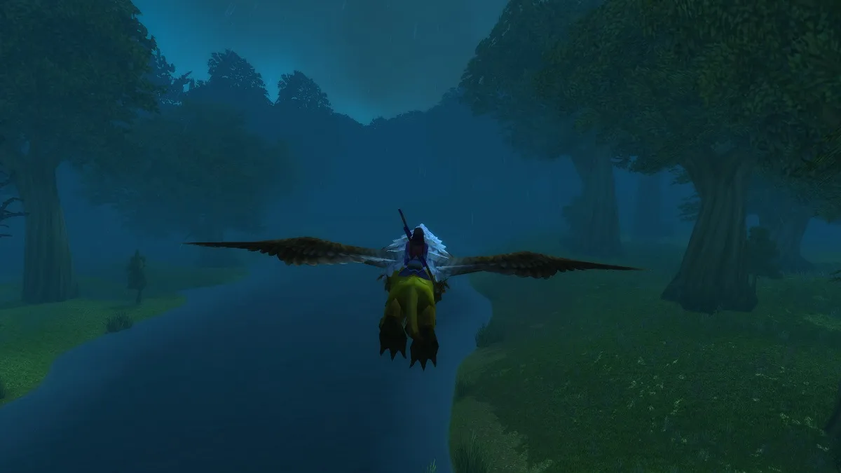 Riding a hippogryph at night through the woods