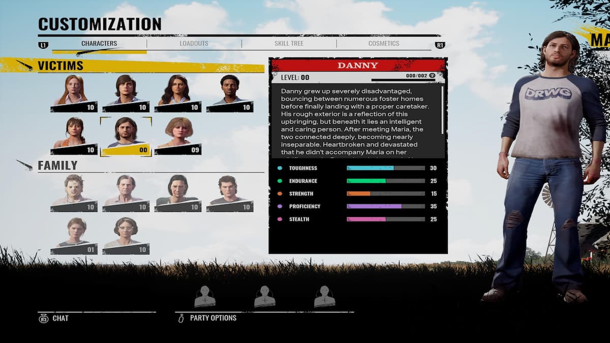 Danny in The Texas Chain Saw Massacre Customization screen