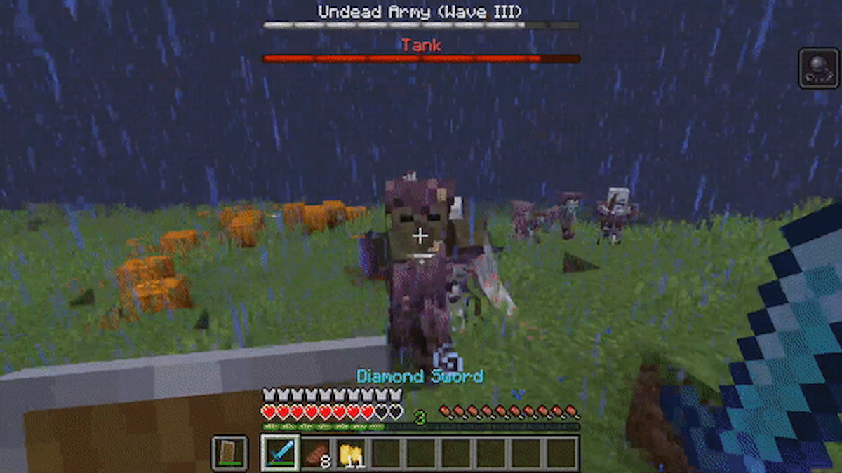 minecraft undead horde fighting the player