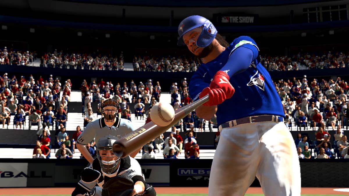 NLBM league player hitting the ball in MLB the Show 24