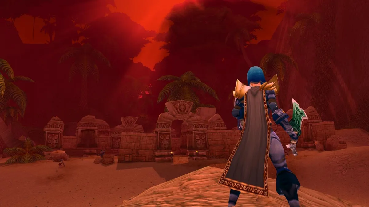 WoW SoD character watches over the red landscape